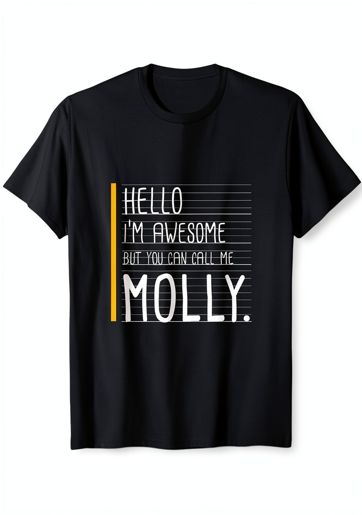 Molly personalized shirt being unboxed on a kitchen counter